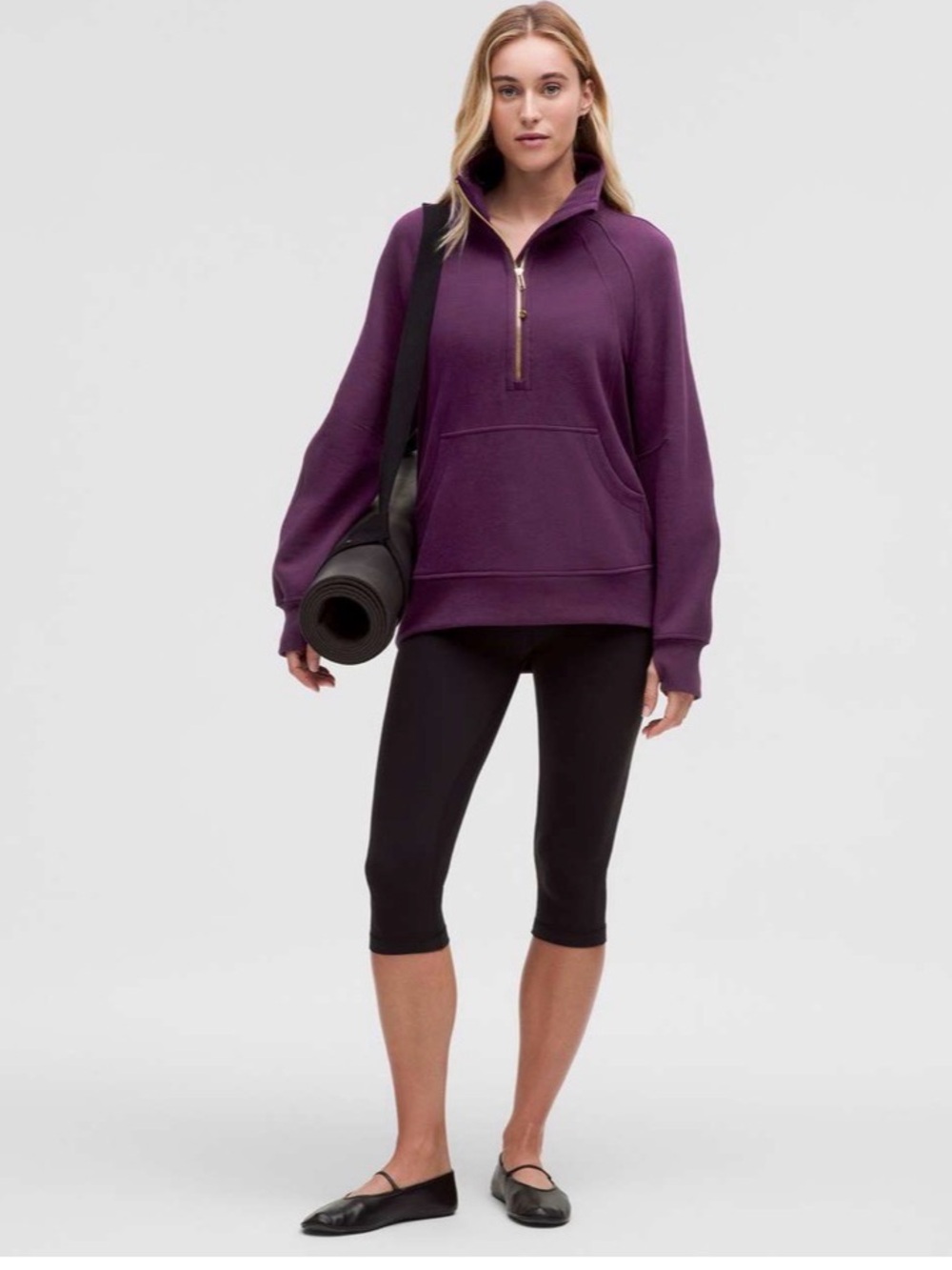 Lululemon Oversized  Half-Zip Funnel Neck Scuba - Dramatic Magenta/Gold~NWT - Picture 5 of 6